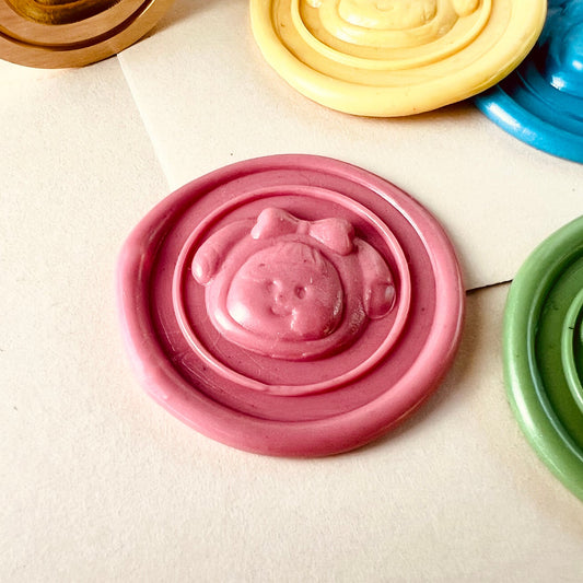 Cartoon Girl Face Wax Seal Stamp size 25.4mm