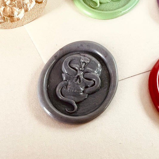 Skull and Snake Wax Seal Stamp size 20.24x28.45mm
