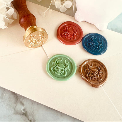 Flaming Skull Wax Seal Stamp – Round Brass Stamp size 25mm