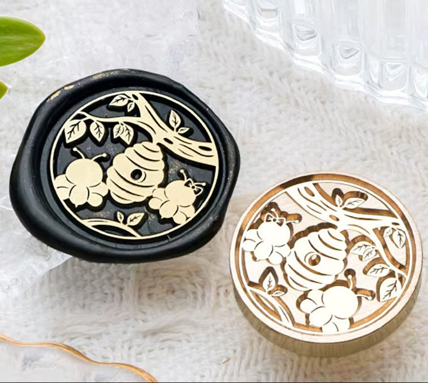 Beehive & Bees Wax Seal Stamp size 25mm