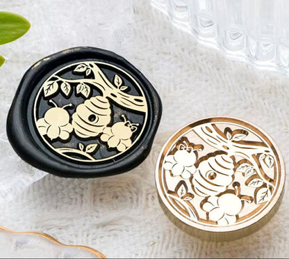 Beehive & Bees Wax Seal Stamp size 25mm
