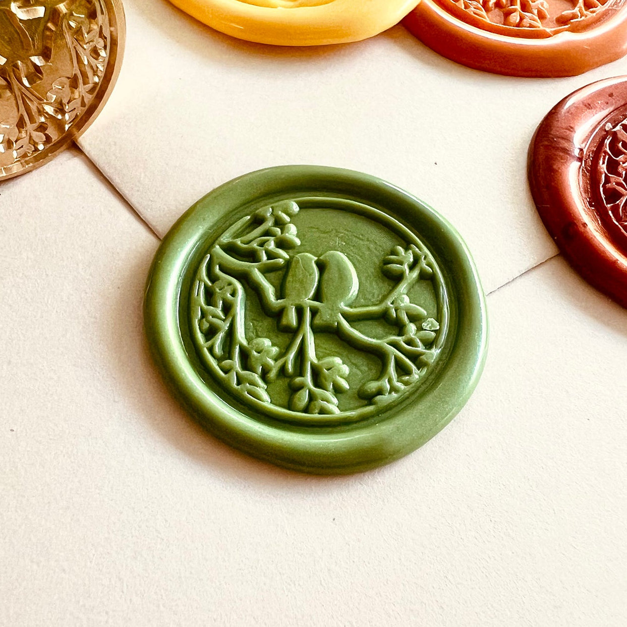 Love Birds on Branch Wax Seal Stamp size 25mm