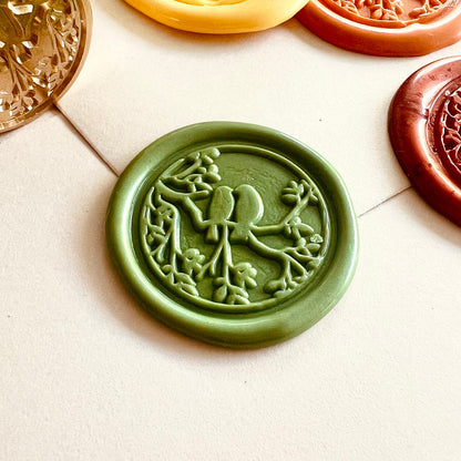Love Birds on Branch Wax Seal Stamp size 25mm