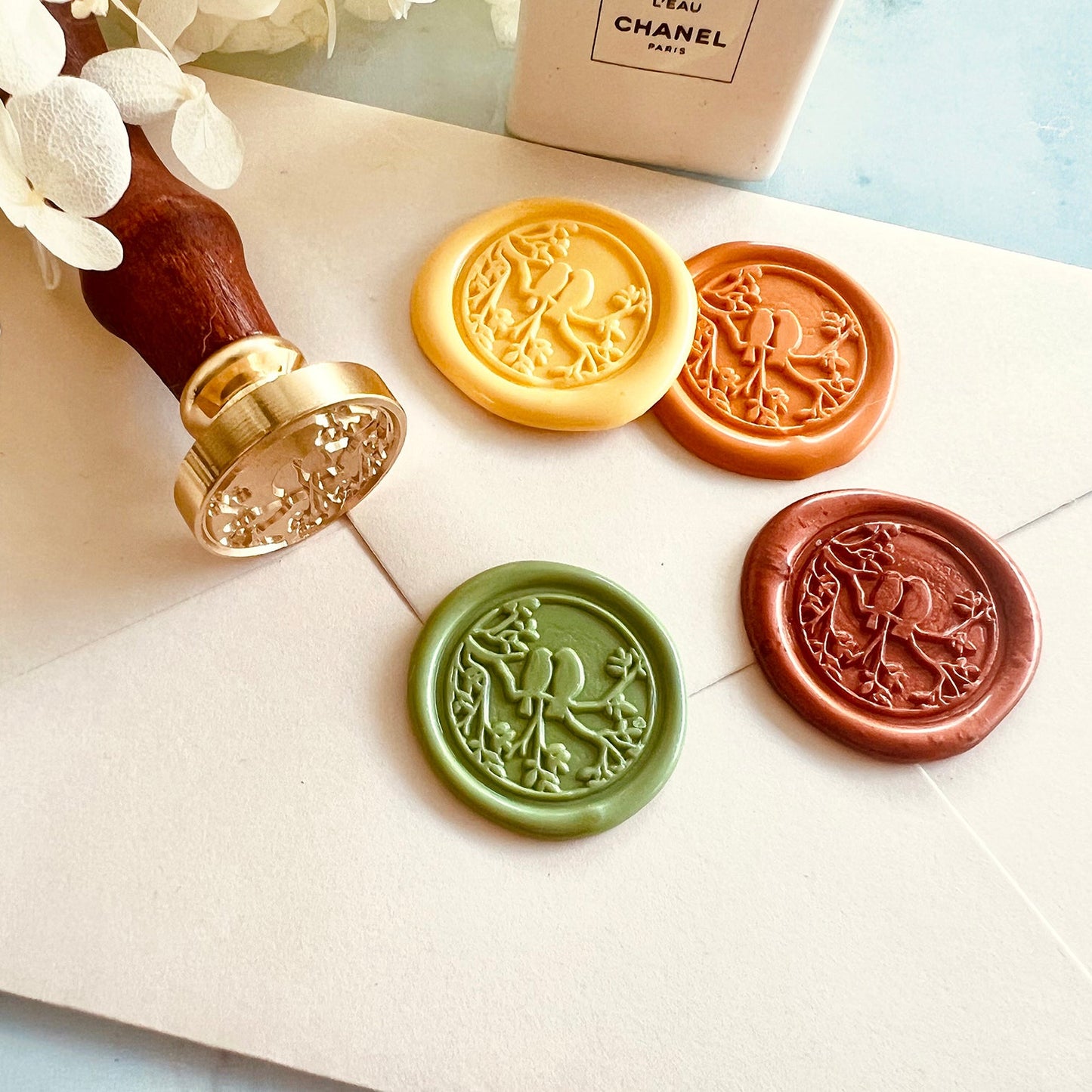 Love Birds on Branch Wax Seal Stamp size 25mm