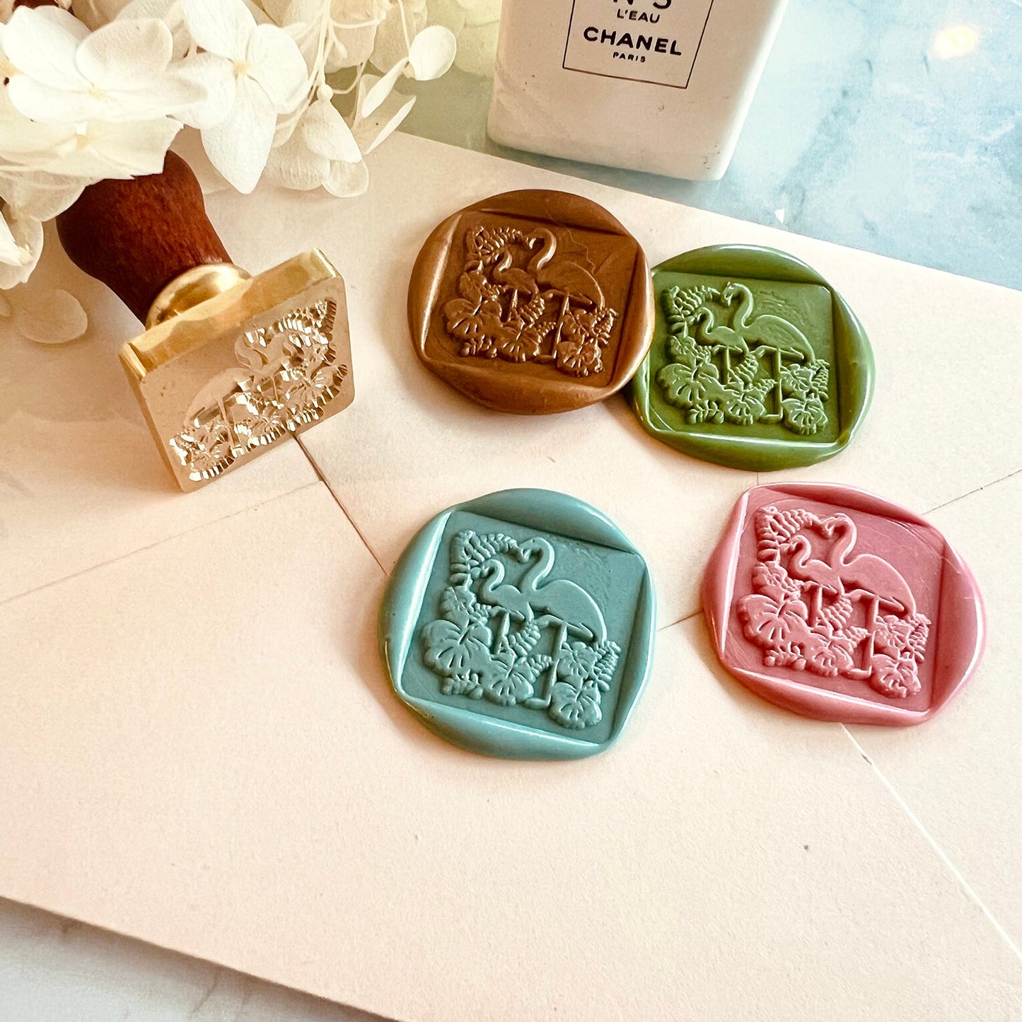 Tropical Flamingo Wax Seal Stamp size 25x25mm