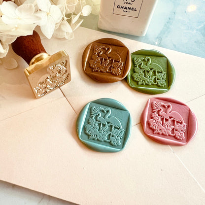 Tropical Flamingo Wax Seal Stamp size 25x25mm