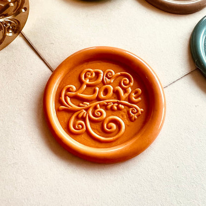 Love Word Wax Seal Stamp – Floral Swirl Brass Stamp 25mm