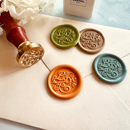 Love Word Wax Seal Stamp – Floral Swirl Brass Stamp 25mm