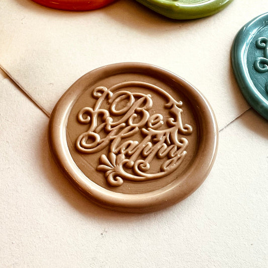 Be Happy Wax Seal Stamp – Elegant Brass, 25mm