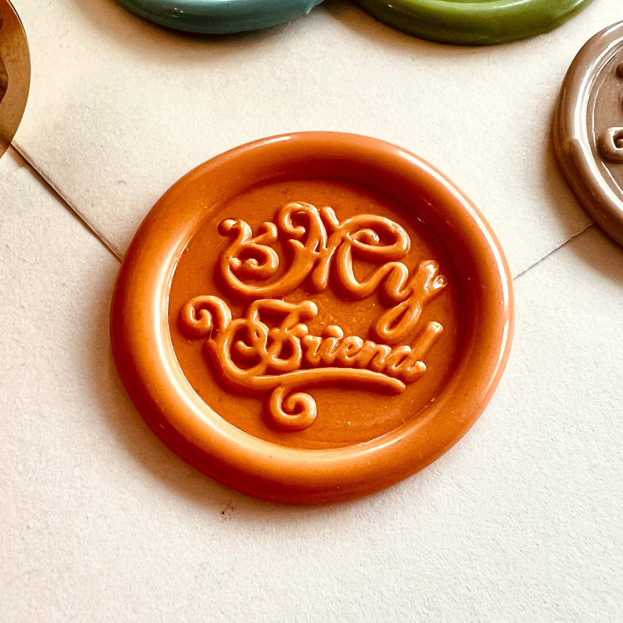 My Friend Wax Seal Stamp – 25mm Brass Calligraphy Stamp for Happy Mail