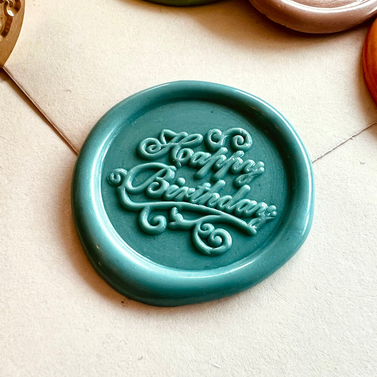 Happy Birthday Wax Seal Stamp – 25mm Brass Calligraphy