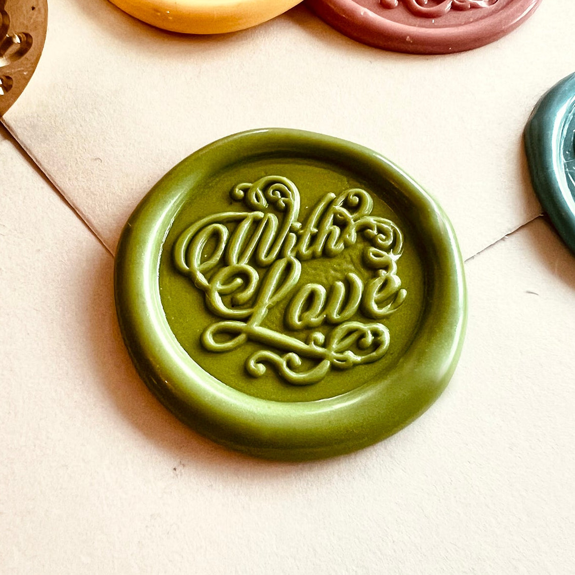 With Love Brass Wax Seal Stamp – 25mm Script Design