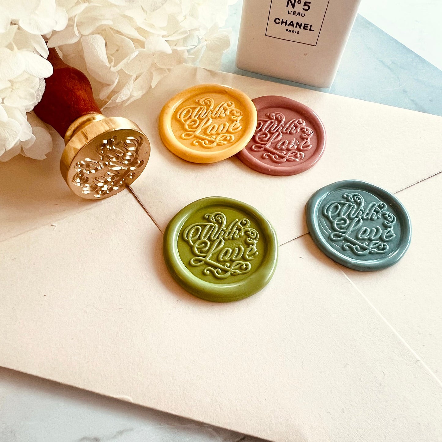 With Love Brass Wax Seal Stamp – 25mm Script Design