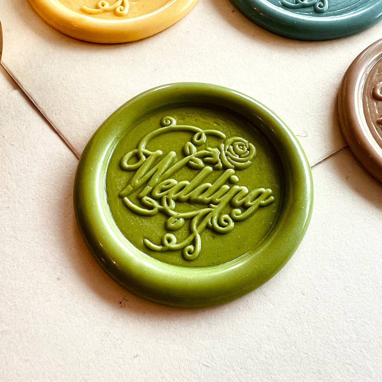 Wedding Wax Seal Stamp – Rose Design, Brass Invitation Seal (25mm)