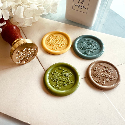Wedding Wax Seal Stamp – Rose Design, Brass Invitation Seal (25mm)