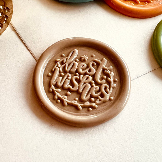 Best Wishes Wax Seal Stamp – Brass, 25mm, Botanical Design