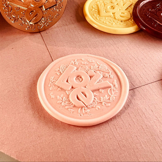 LOVE Wax Seal Stamp with Rose Pattern - Valentine's Day (30mm)