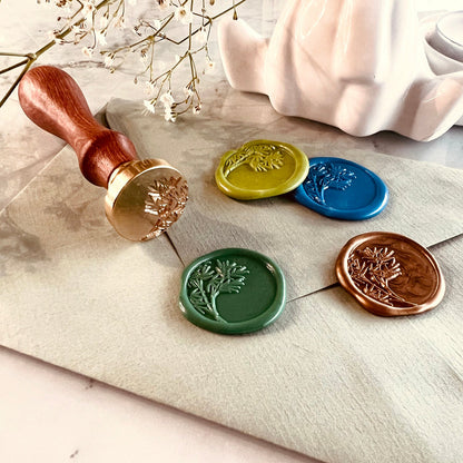 Botanical Wax Seal Stamp – Wildflower Brass Stamp size 25mm
