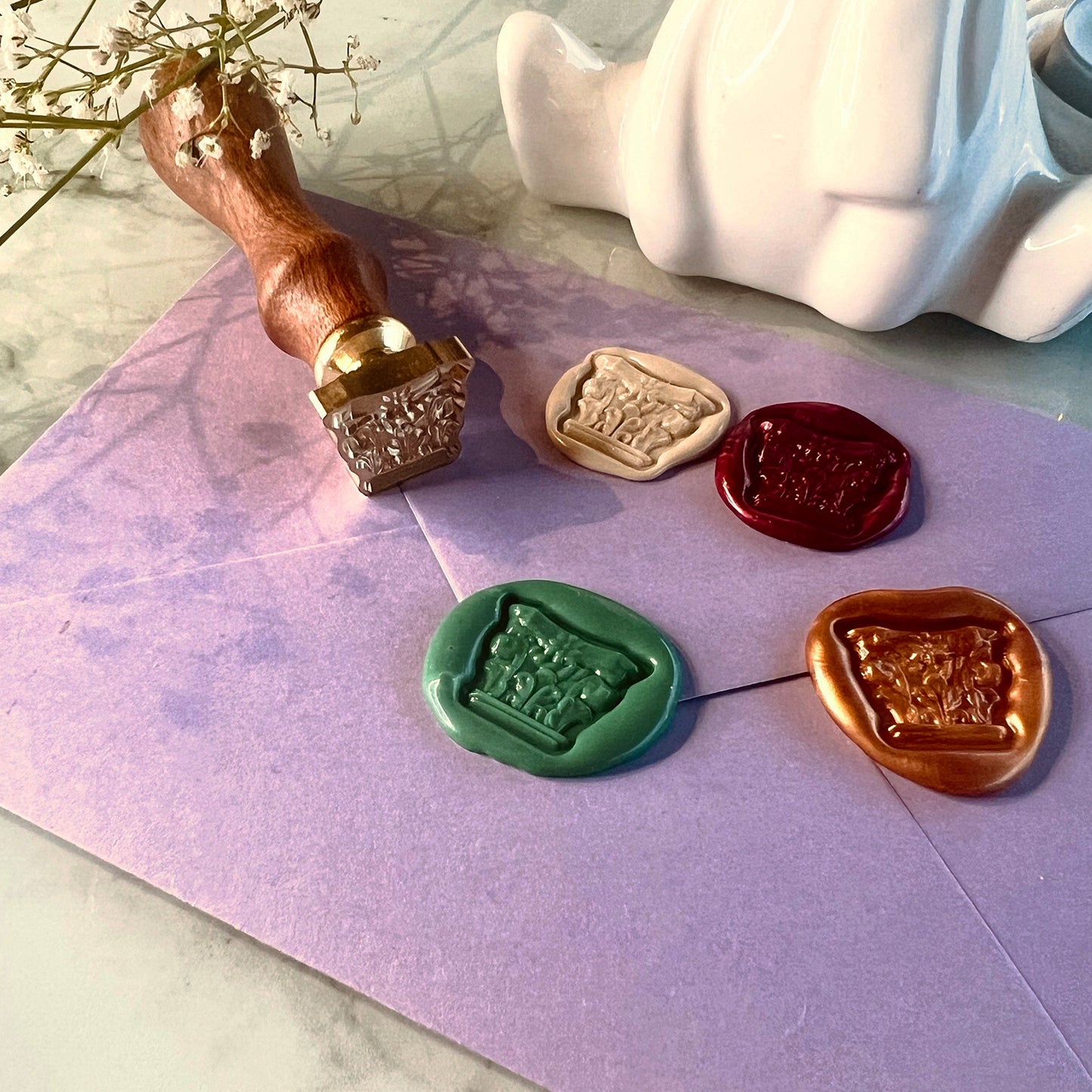 Corinthian Capital Wax Seal Stamp – Classical Architectural (20x20mm)