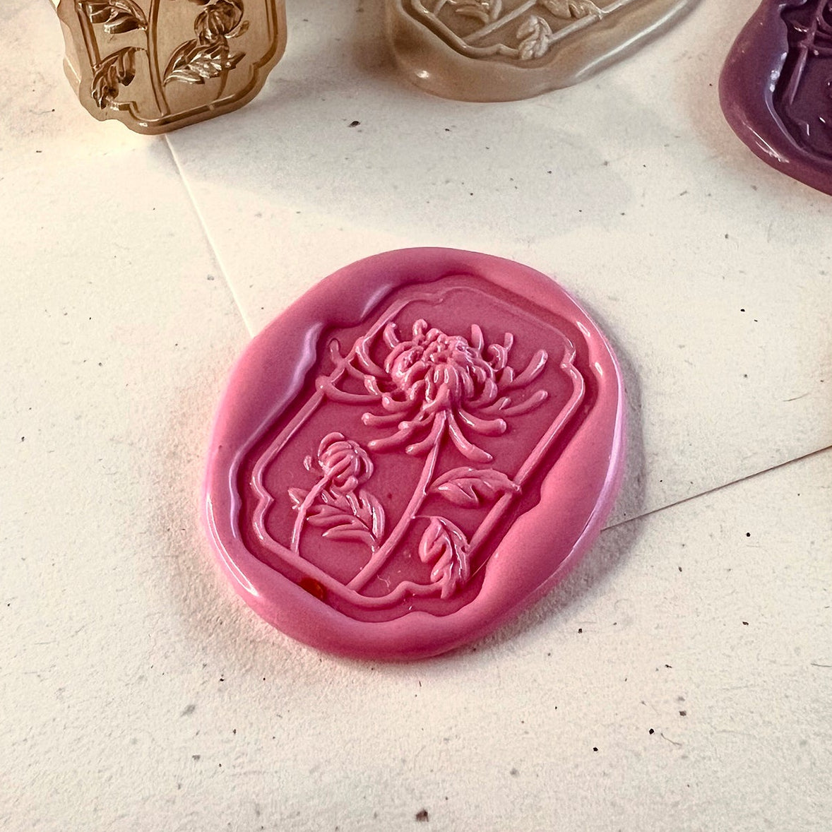 3D Chrysanthemum Wax Seal Stamp size 28x19mm