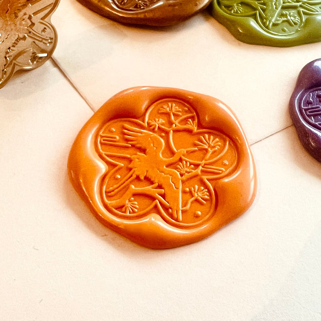 Crane Flower Wax Seal Stamp 28mm