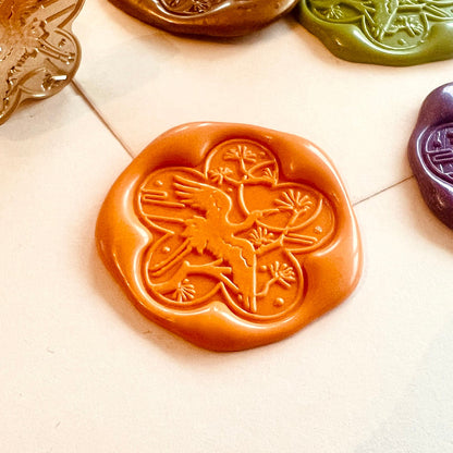 Crane Flower Wax Seal Stamp 28mm