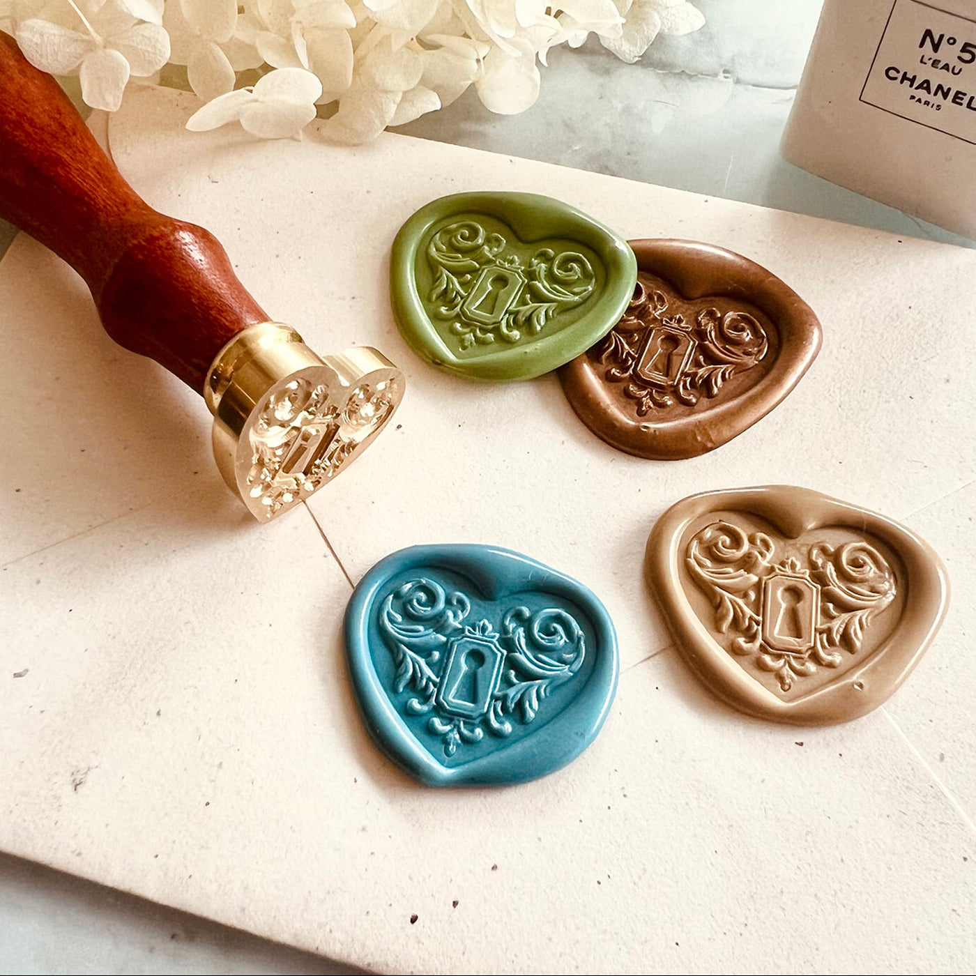 Heart Lock Wax Seal Stamp size 25x28mm