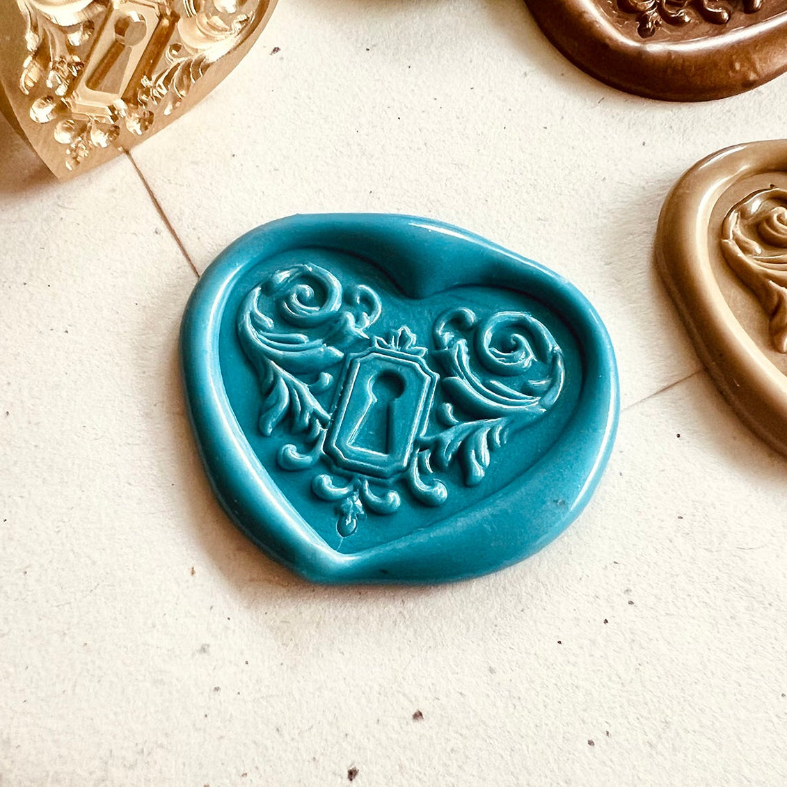 Heart Lock Wax Seal Stamp size 25x28mm