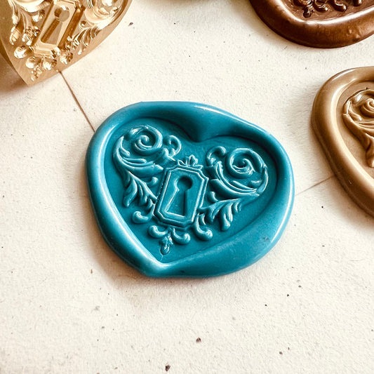 Heart Lock Wax Seal Stamp size 25x28mm