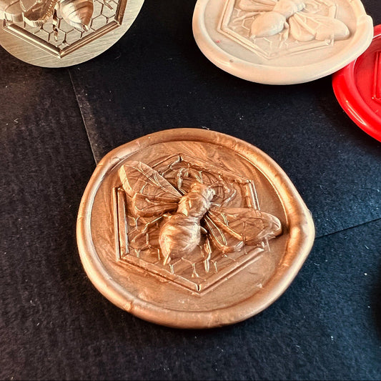 3D Bee Wax Seal Stamp – Honeycomb Design (30mm)