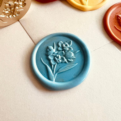 Orchid Flower Wax Seal Stamp size 25mm