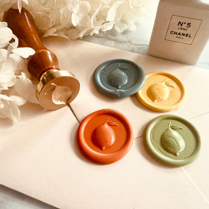 Lemon Wax Seal Stamp – 25mm Brass Fruit Design for Summer