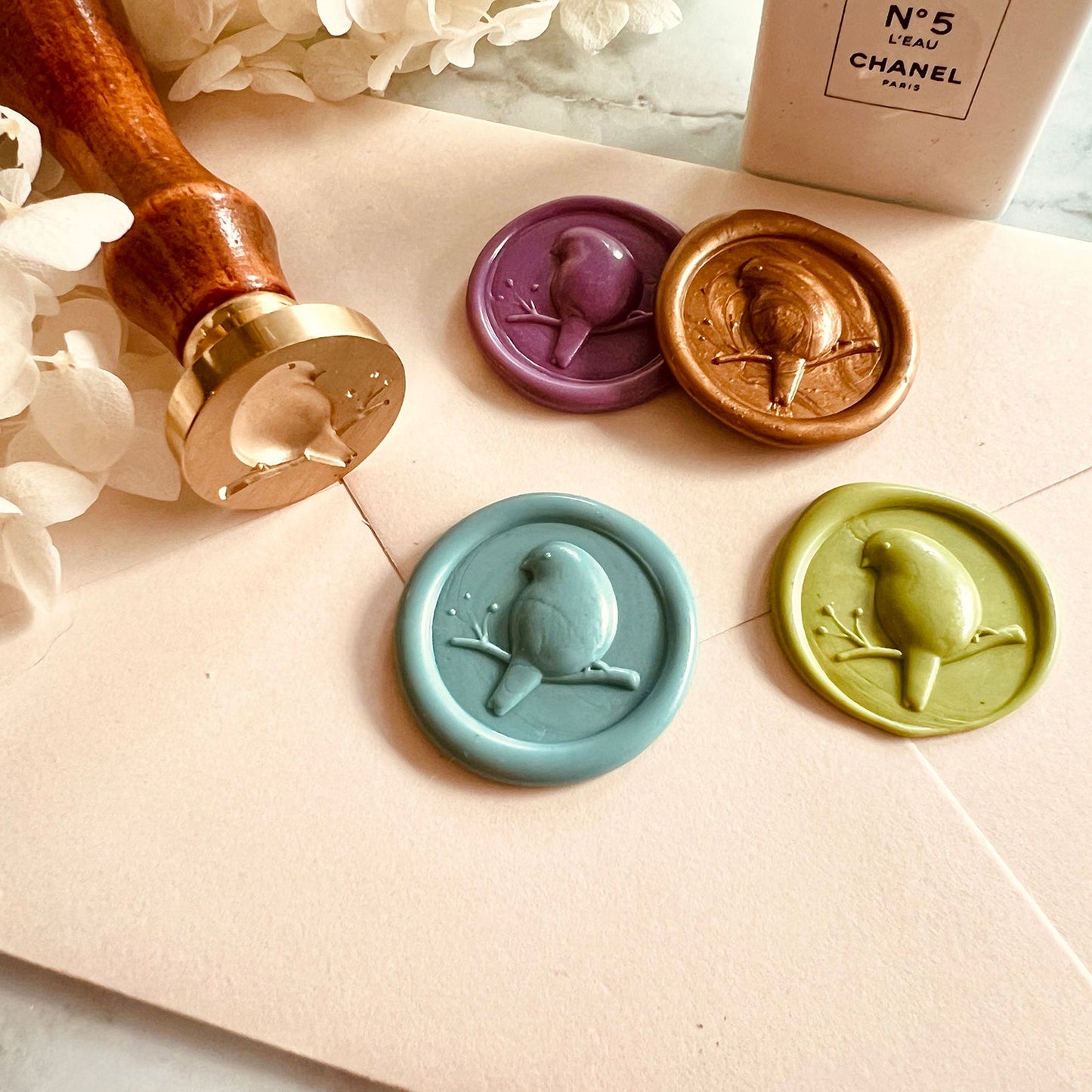 3D Bird on Branch Wax Seal Stamp size 25mm