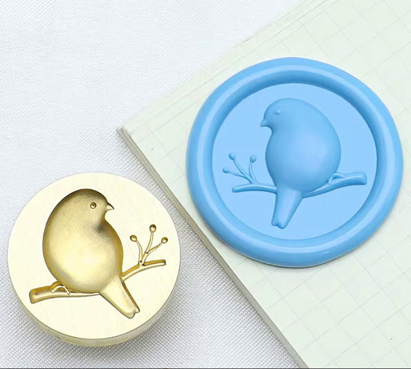 3D Bird on Branch Wax Seal Stamp size 25mm