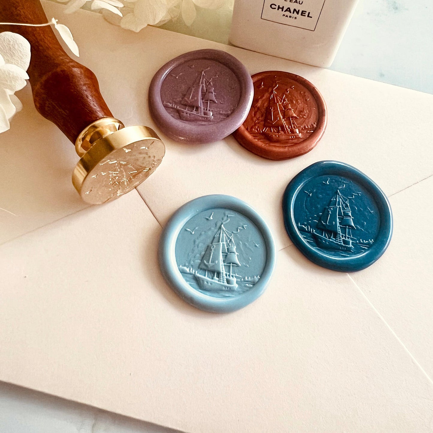 Sailing Ship Brass Wax Seal Stamp size 25mm