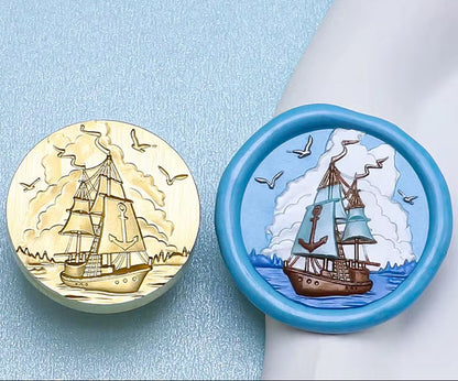 Sailing Ship Brass Wax Seal Stamp size 25mm