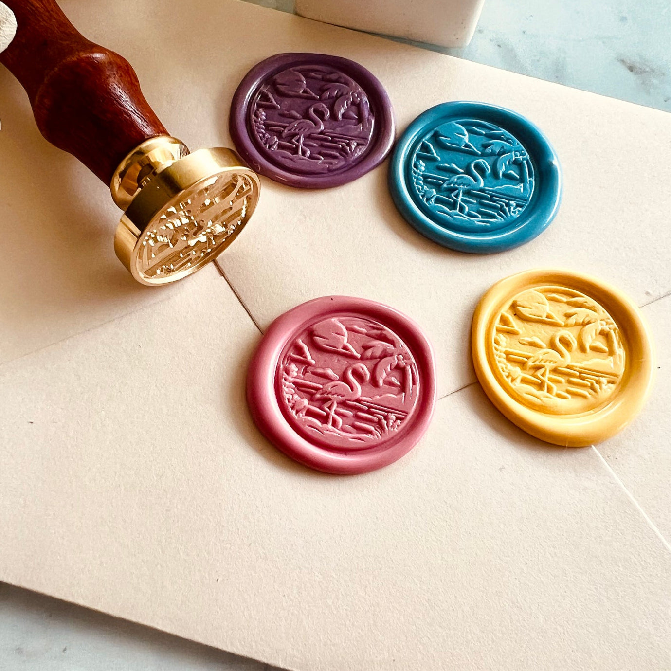 Flamingo Beach Wax Seal Stamp – Brass Stamp size 25mm