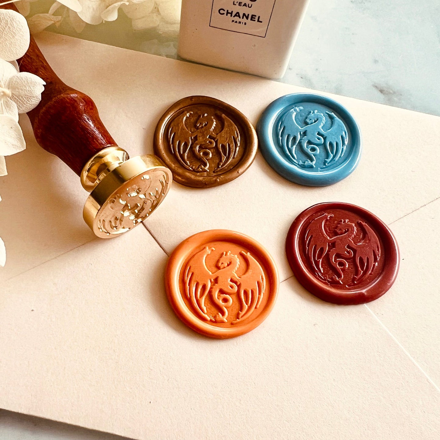 Curled Dragon Wax Seal Stamp –  Brass Stamp size 25mm