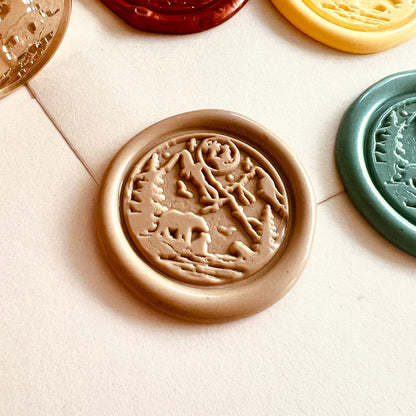 Bear and Mountain Wax Seal Stamp – Brass Stamp size 25mm