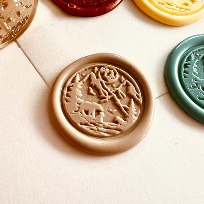 Bear and Mountain Wax Seal Stamp size 25mm