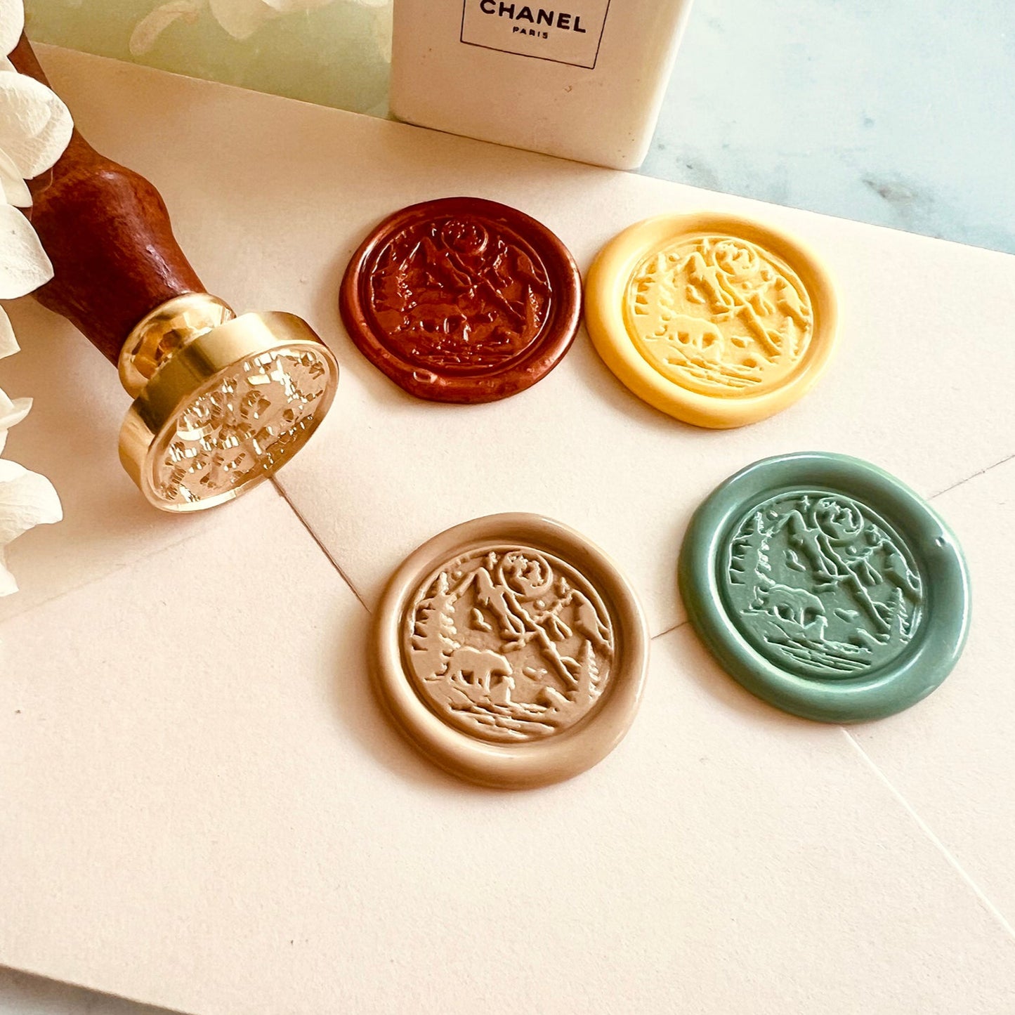 Bear and Mountain Wax Seal Stamp – Brass Stamp size 25mm