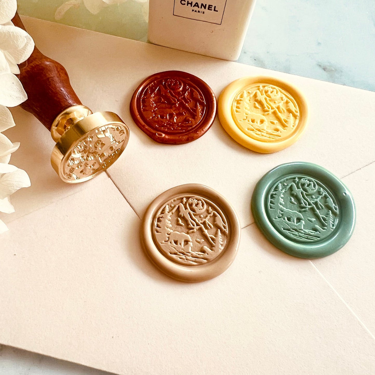 Bear and Mountain Wax Seal Stamp size 25mm