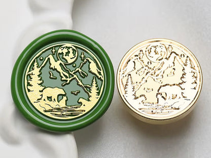 Bear and Mountain Wax Seal Stamp – Brass Stamp size 25mm