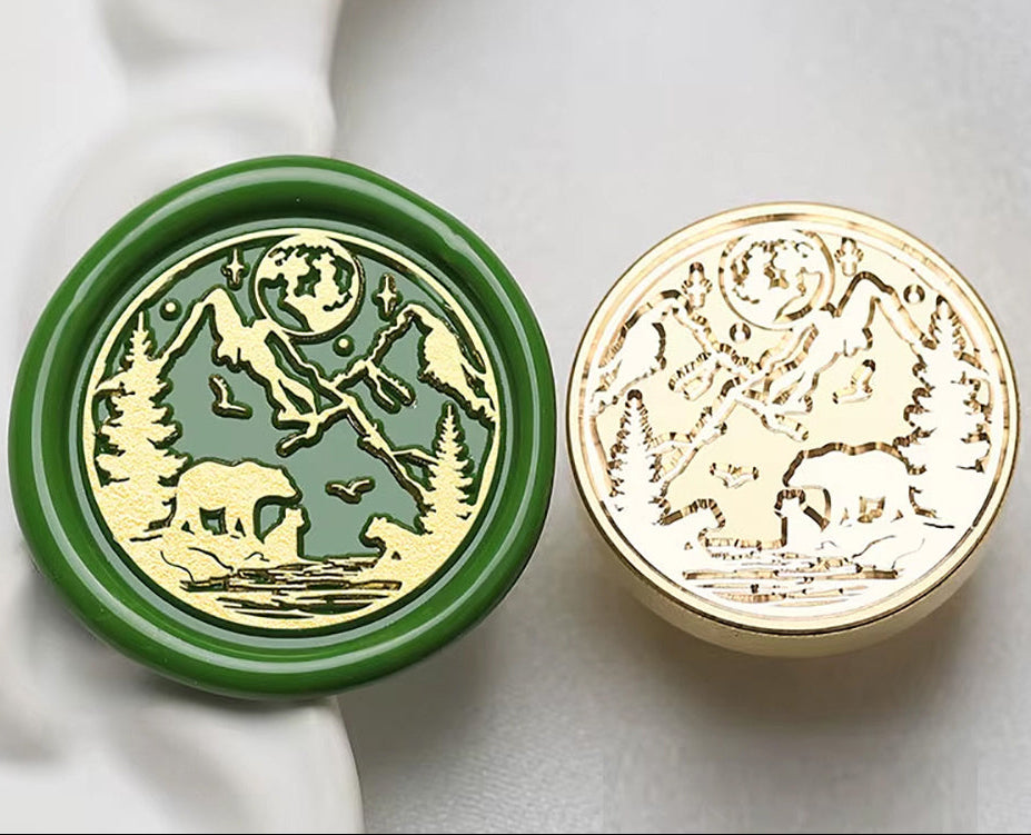 Bear and Mountain Wax Seal Stamp size 25mm