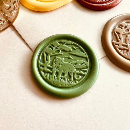 Tiger in Jungle Wax Seal Stamp – Brass Stamp size 25mm