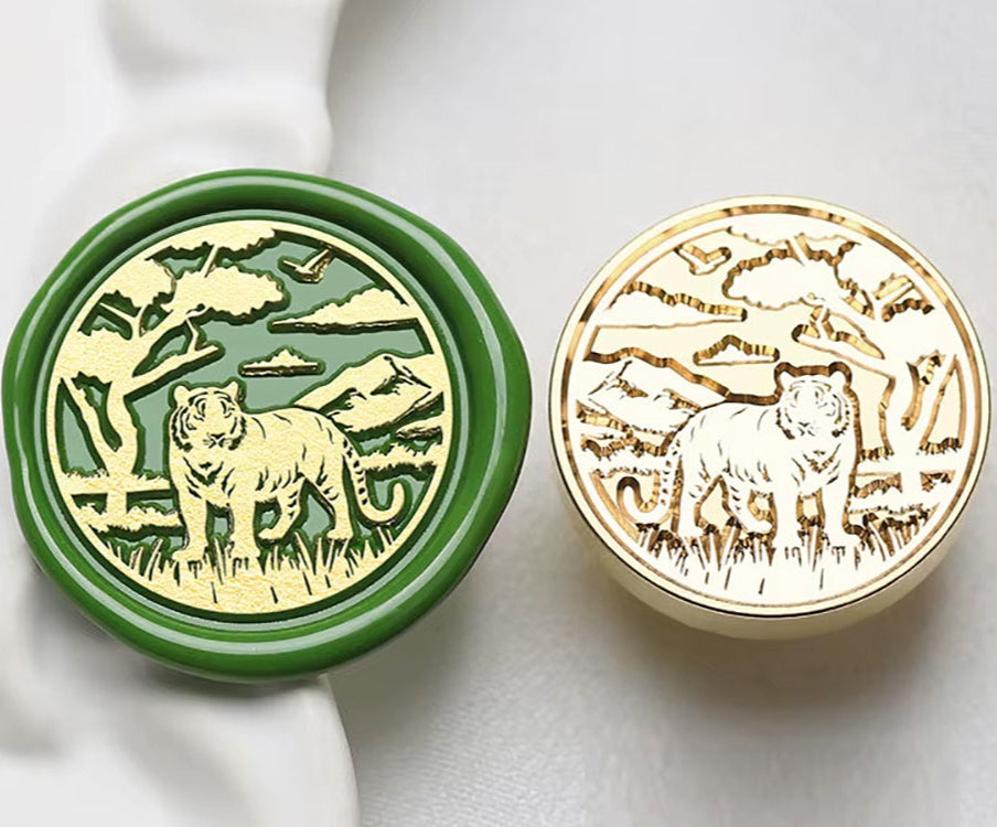 Tiger in Jungle Wax Seal Stamp – Brass Stamp size 25mm