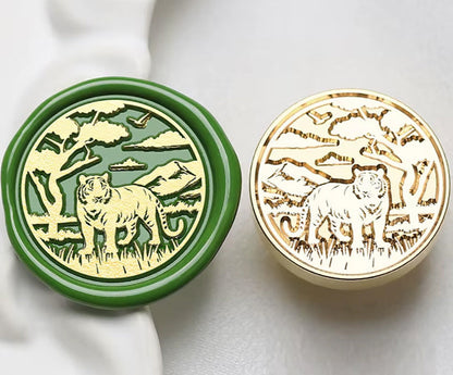 Tiger in Jungle Wax Seal Stamp – Brass Stamp size 25mm