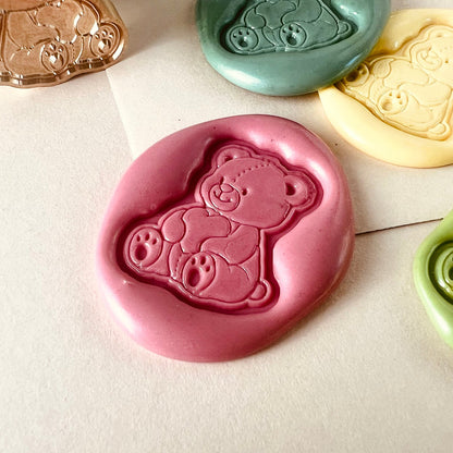 Mini Teddy Bear Wax Seal Stamp – Brass Stamp size 19x23 mm