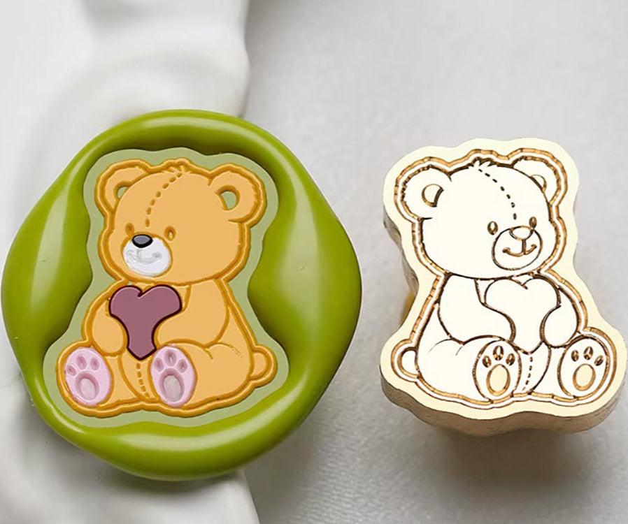 Mini Teddy Bear Wax Seal Stamp – Brass Stamp size 19x23 mm