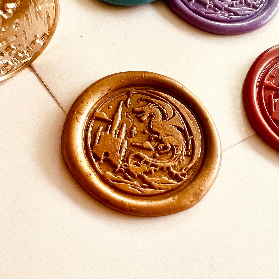 Flying Dragon & Castle Wax Seal Stamp size 25 mm